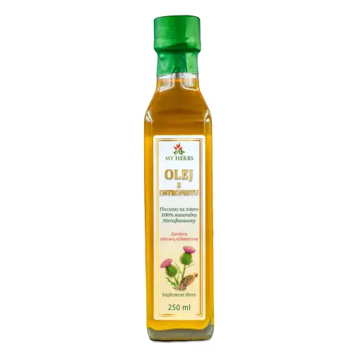 OLEJ Z OSTROPESTU PLAMISTEGO TŁOCZONY NA ZIMNO NIERAFINOWANY 250 ML