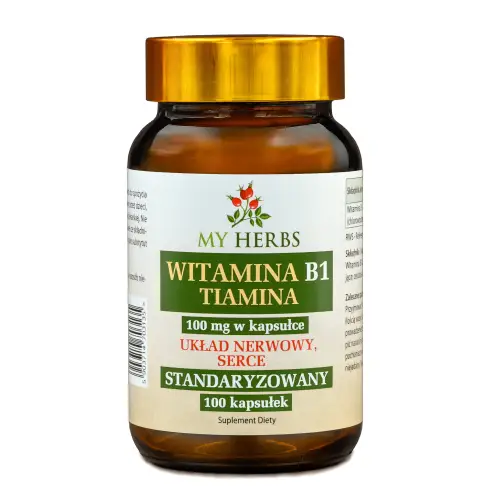 WITAMINA B1 TIAMINA STANDARYZOWANY UKŁAD NERWOWY SERCE 100 KAPS