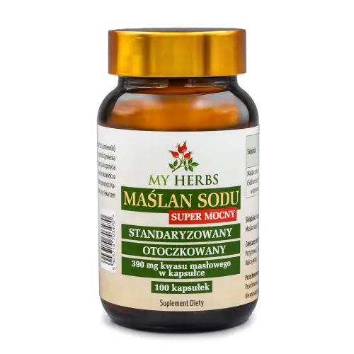 MAŚLAN SODU SUPER MOCNY STANDARYZ. 390 mg KWASU MASŁOWEGO W KAPSUŁCE, OTOCZKOWANY, 100 KAPS.