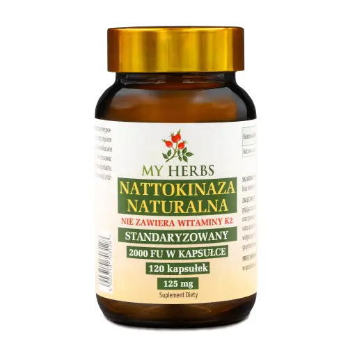 NATTOKINAZA NATURALNA STANDARYZOWANA NIE ZAWIERA WITAMINY K2 120 KAPS 2000 FU W KAPS.