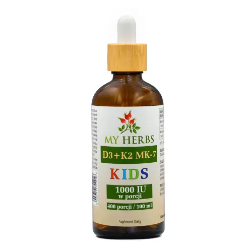 WITAMINY D3+K2 MK-7 KIDS W OLEJU 100ml 400 porcji ODPORNOŚĆ, KOŚCI, ZĘBY