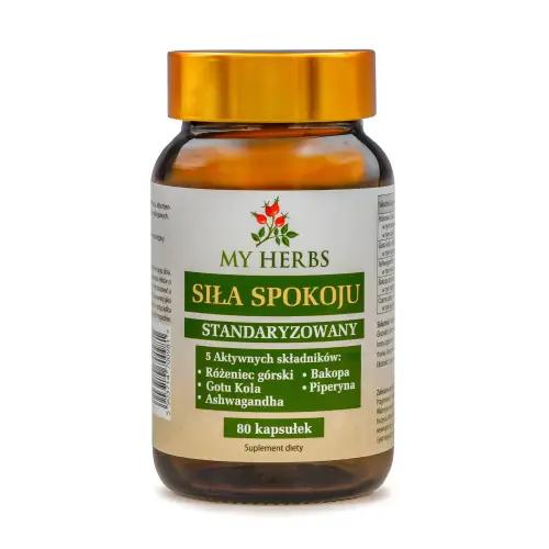 SIŁA SPOKOJU - RHODIOLA ROSEA, BACOPA, GOTU KOLA, ASHWAGANDHA, ADAPTOGENY, UKŁAD NERWOWY 80 KAPS.