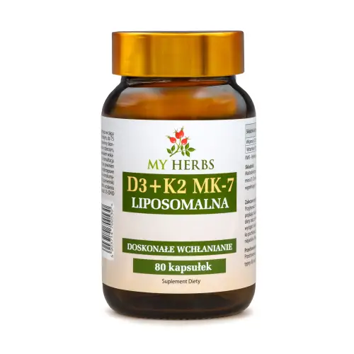 LIPOSOMALNA WITAMINA D3+K2 MK-7 SUPER WCHŁANIANIE KOŚCI, UKŁAD KRWIONOŚNY 80 KAPS.