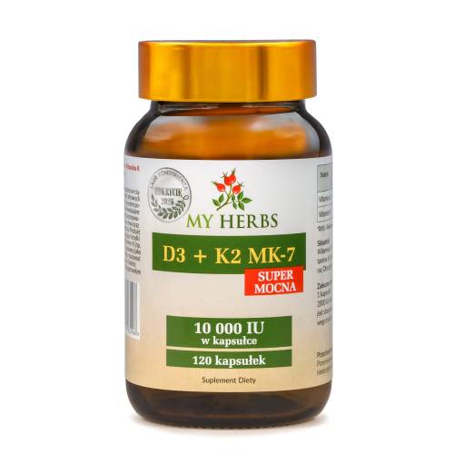 WITAMINA D3+K2 MK-7 SUPER MOCNA 10 000 IU 120 szt SERCE KOŚCI ZĘBY