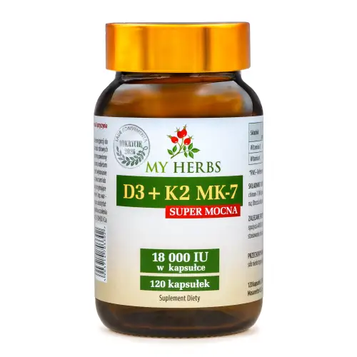 WITAMINA D3+K2 MK-7 SUPER MOCNA 18 000 IU 120 szt SERCE KOŚCI ZĘBY