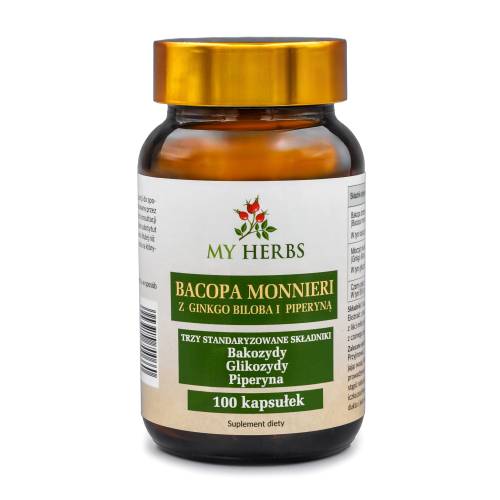 BACOPA MONNIERI Z GINKGO BILOBA I PIPERYNĄ STANDARYZOWANA 100 KAPSUŁEK