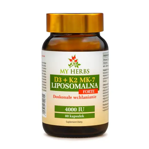 LIPOSOMALNA WITAMINA D3+K2 MK-7 4000IU 80szt, ODPORNOŚĆ, KOŚCI, ZĘBY, SUPER WCHŁANIANIE