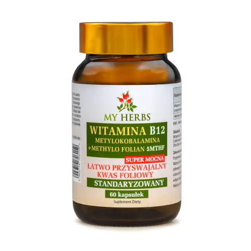 WITAMINA B12 METYLOKOBALAMINA + METHYLO FOLIAN STANDAR. ŁATWO PRZYSWAJALNY KWAS FOLIOWY 60 KAPS