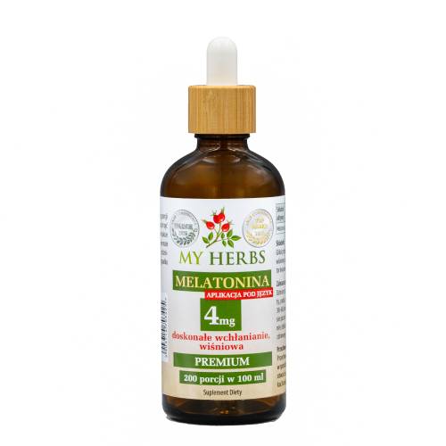 Melatonina 4 mg aplikacja pod język, doskonałe wchłanianie, wiśniowa, 200 porcji w 100 ml