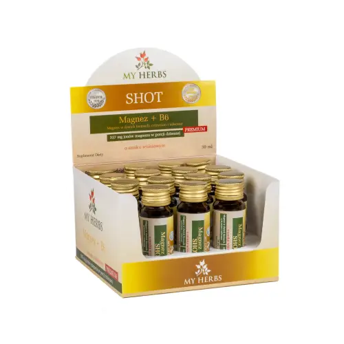Magnez + B6 Shot Premium 15 x 30 ml smak wiśniowy suplement diety