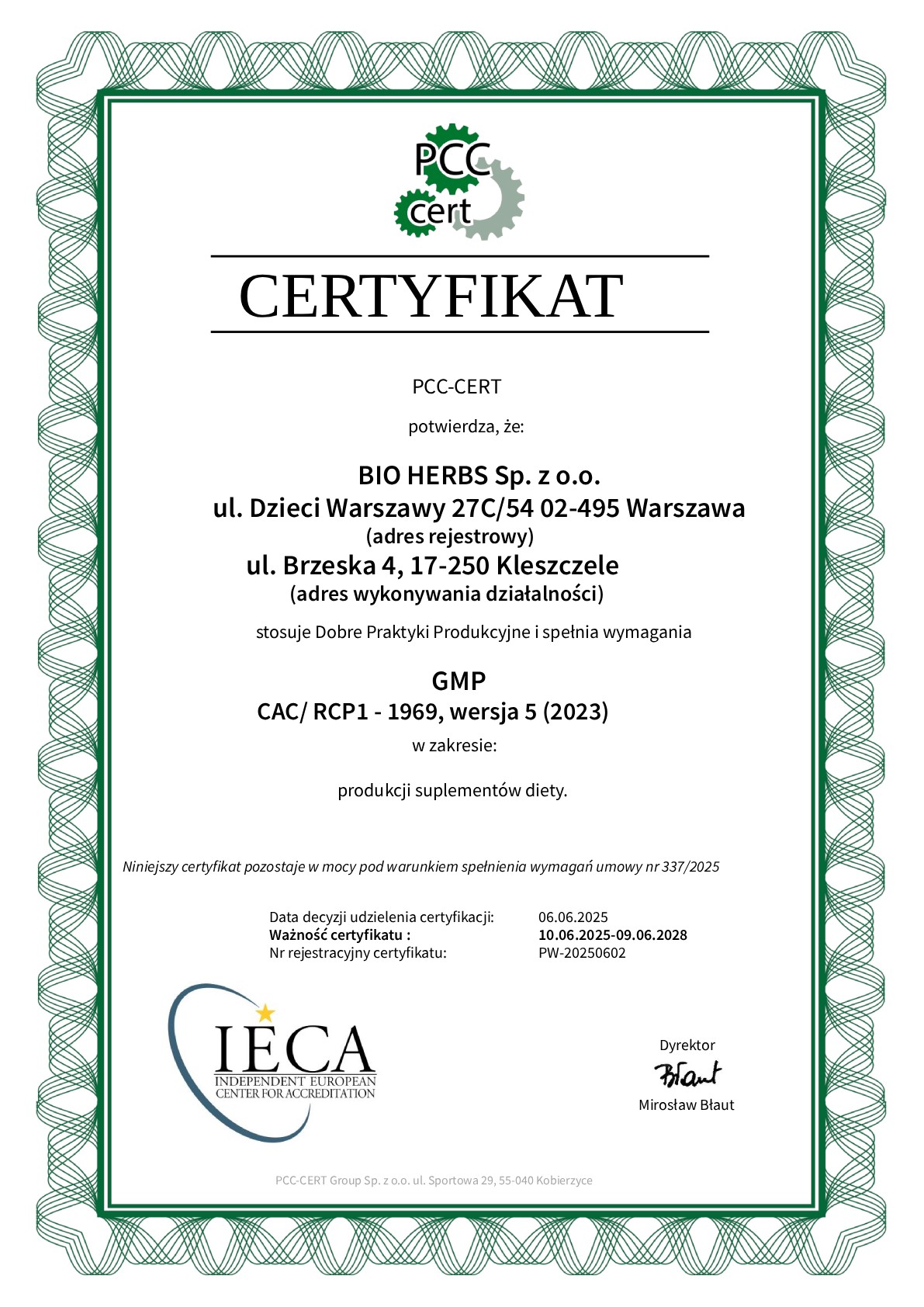 Certyfikat GMP PL